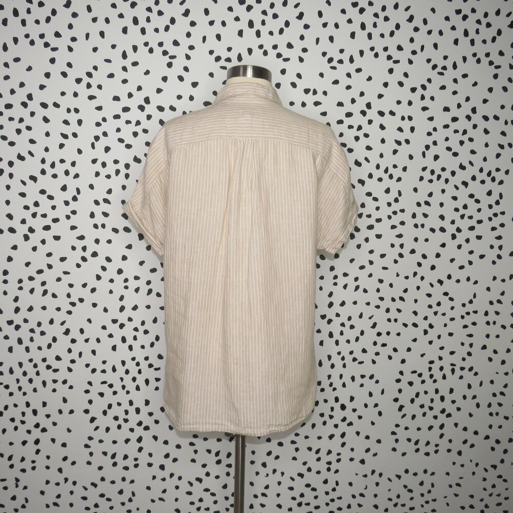 J. Crew x Baird McNutt Tan Striped Linen Short Sleeve Top - Picture 7 of 11